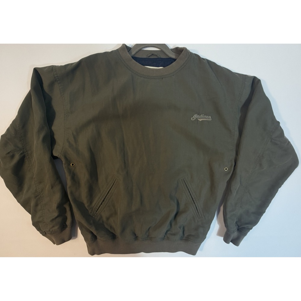 Gear For Sports Windbreaker Pullover Mens M Olive Green Indians Embroidered